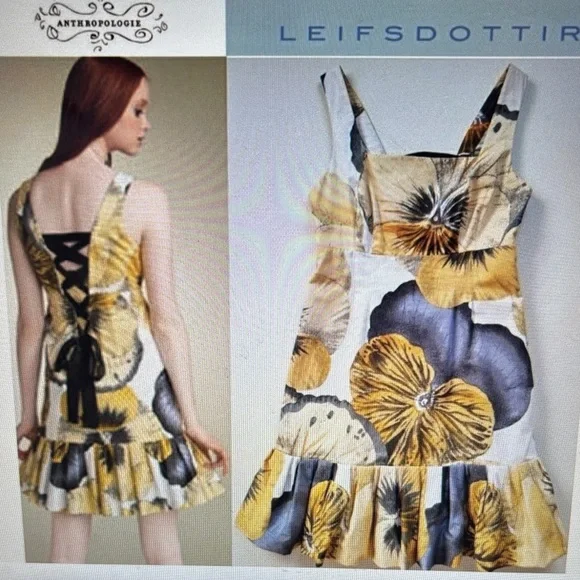 Leifsdottir Bellis brushstroke Yellow and Black Floral Dress - Picture 15 of 16